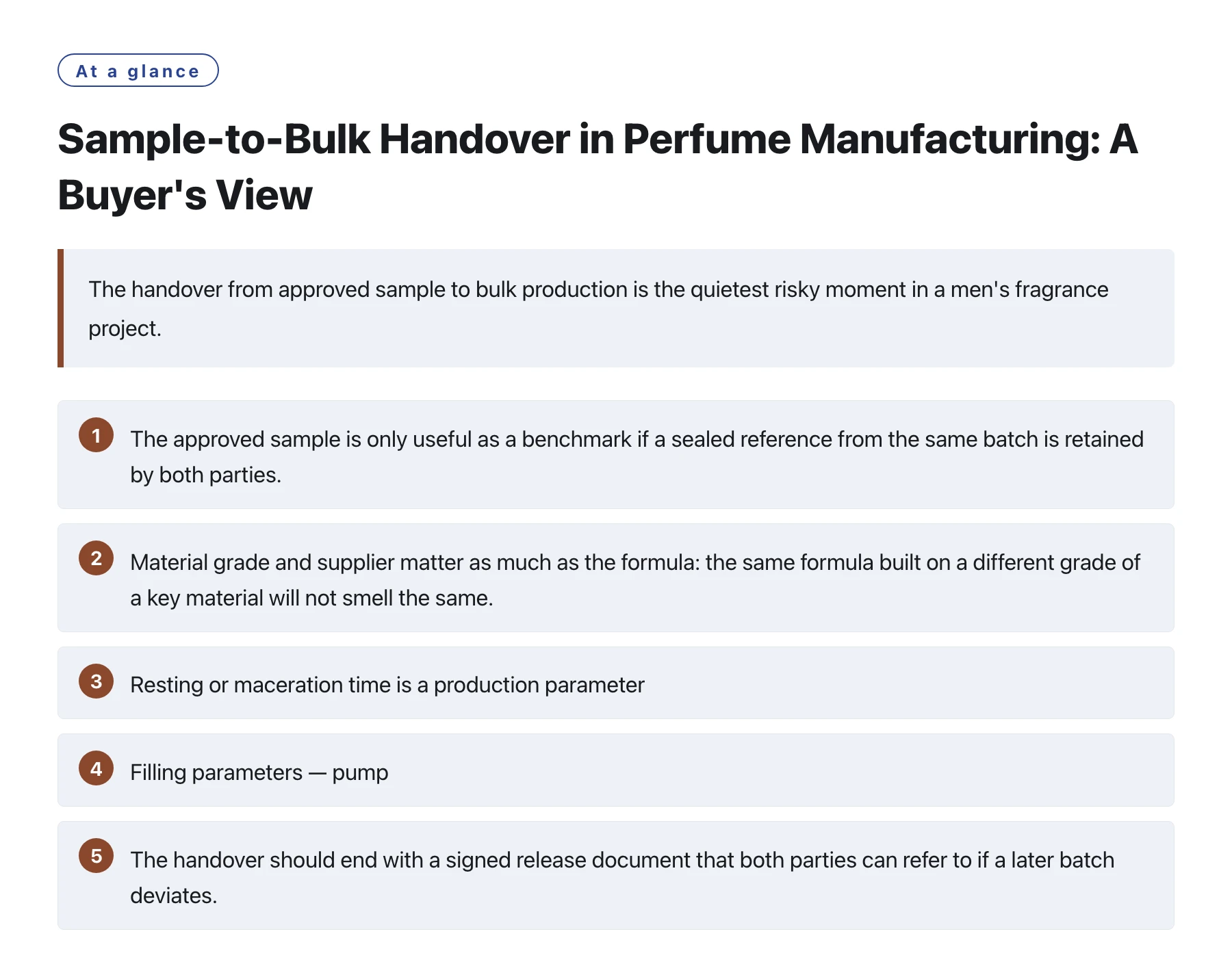 Sample-to-Bulk Handover in Perfume Manufacturing: A Buyer's View——全文要点速览