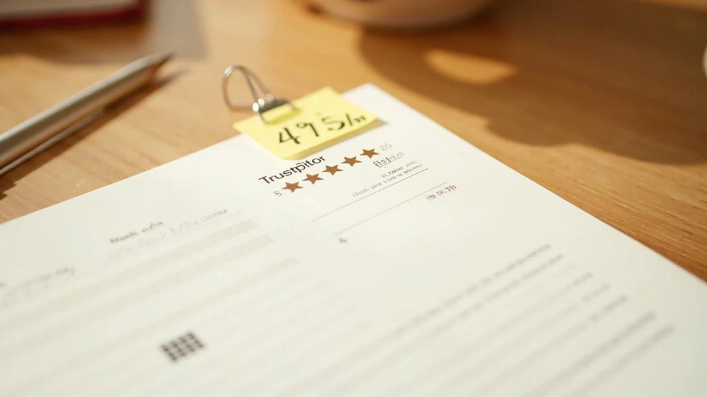 A close-up of a Trustpilot review page with a 4.9 out of 5 rating.