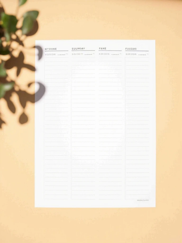 This week's printable planner at realistic scale on a cream paper surface